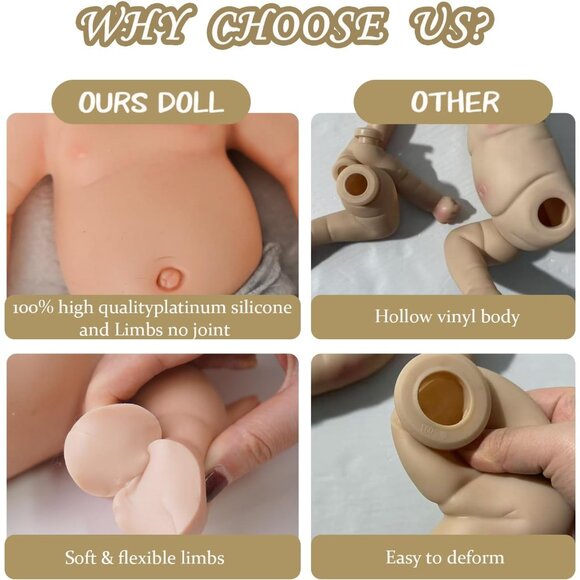 19Inch Realistic Full Body Silicone Open Eyes Newborn Emma-ivory White Baby Girl - Picture 5 of 8